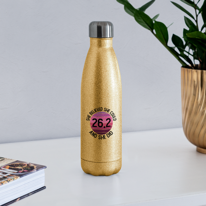 Water Bottle - Believe - gold glitter