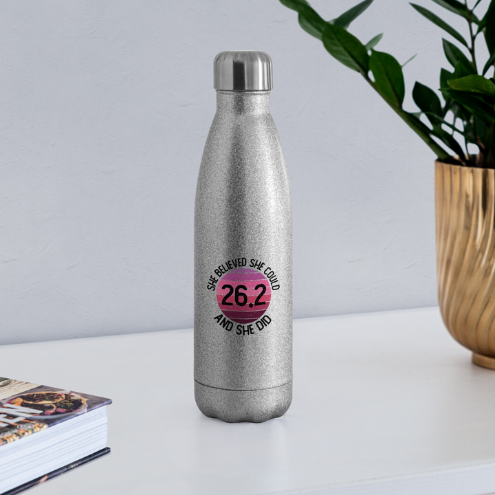 Water Bottle - Believe - silver glitter
