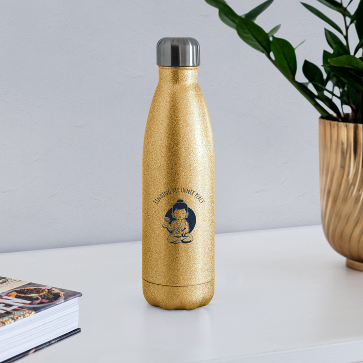 Water Bottle - Peace - gold glitter