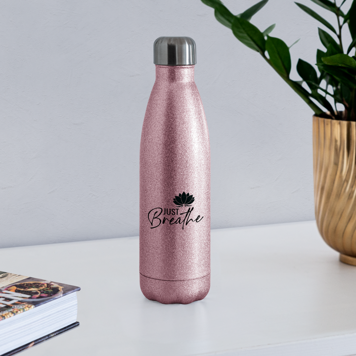 Water Bottle - Breathe - pink glitter
