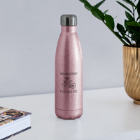 Water Bottle - On A Bike - pink glitter