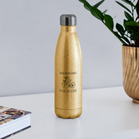 Water Bottle - On A Bike - gold glitter