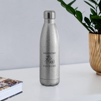 Water Bottle - On A Bike - silver glitter