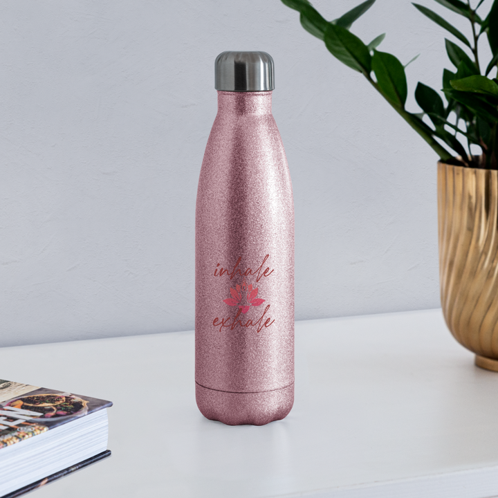 Water Bottle - Inhale - pink glitter