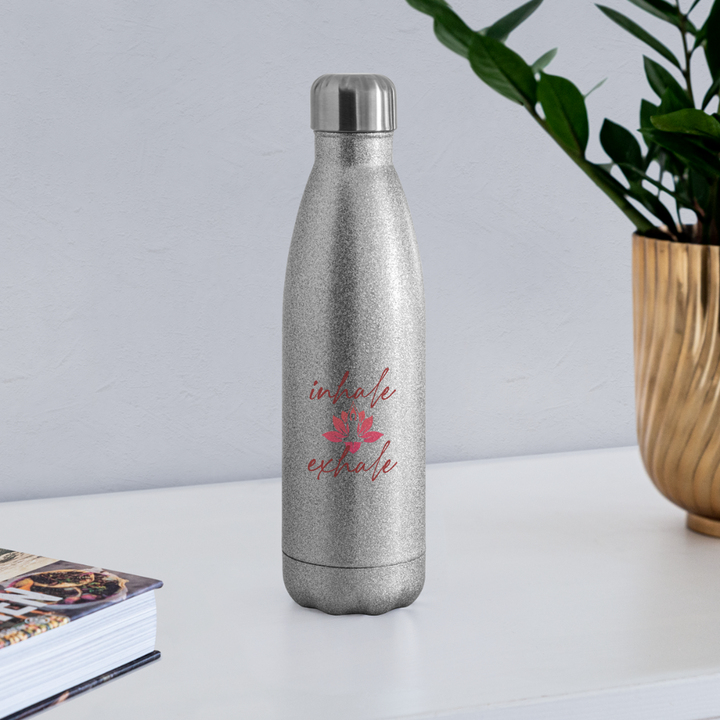 Water Bottle - Inhale - silver glitter