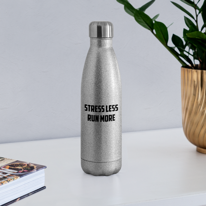 Water Bottle - Stress Less - silver glitter