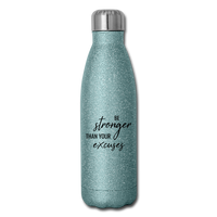 Water Bottle - Stronger - turquoise glitter