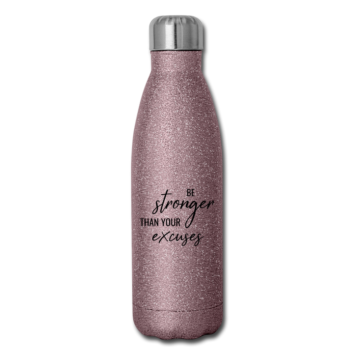 Water Bottle - Stronger - pink glitter