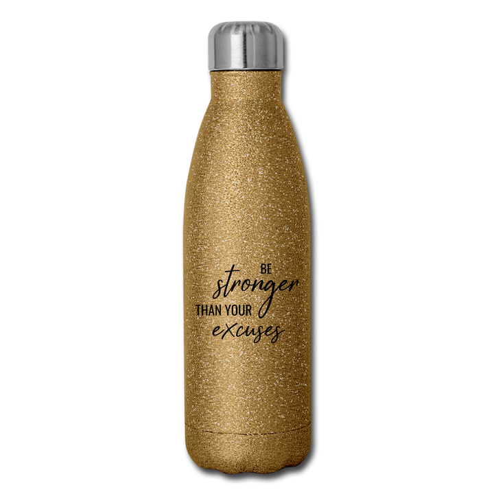 Water Bottle - Stronger - gold glitter